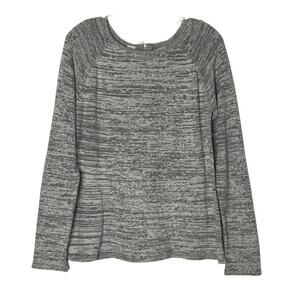 Peppercorn Long Sleeve Back Zip Pullover Sweater Gray Large